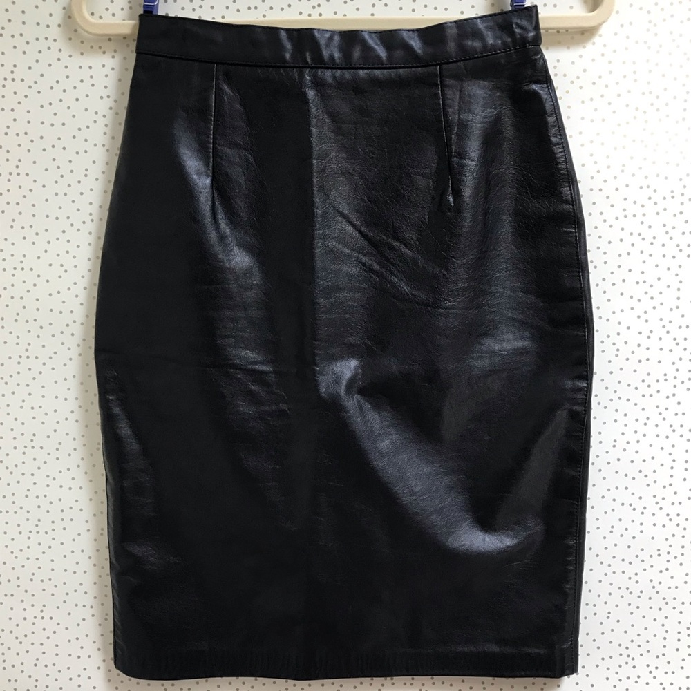 Authentic Vintage Black Leather Mini Skirt